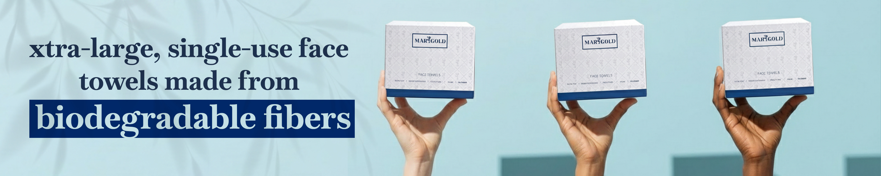 Marigold Glow Amazon Brand Store banner showing the brand's biodegradable face towels